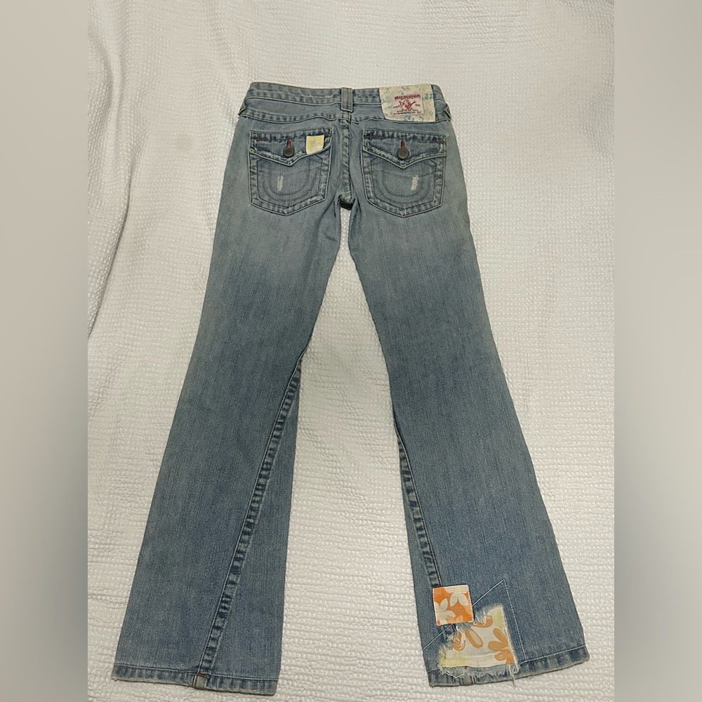 Vintage low rise True religion Woodstock world tour patchwork flared denim jeans - Picture 5 of 6